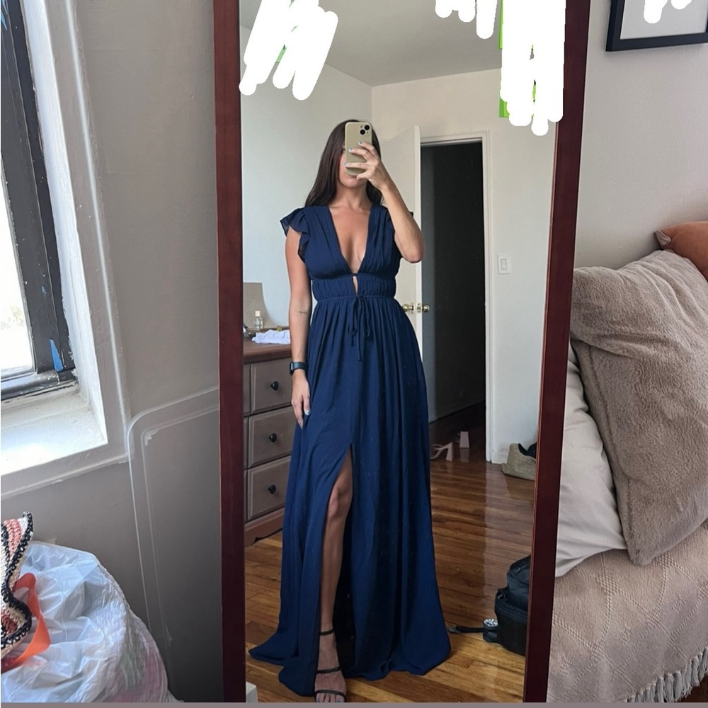 Navy blue maxi dress - wedding guest dress